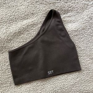 SET ACTIVE WORKOUT ONE SHOULDER BRA BROWN